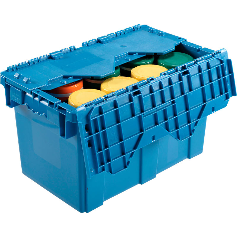 plastic attached lid shipping containers
