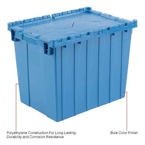 plastic shipping tote with attached lid
