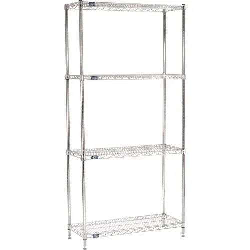 Nexel® 4 Shelf, Chrome Wire Shelving Unit, Starter, 36"W x 14"D x 86"H