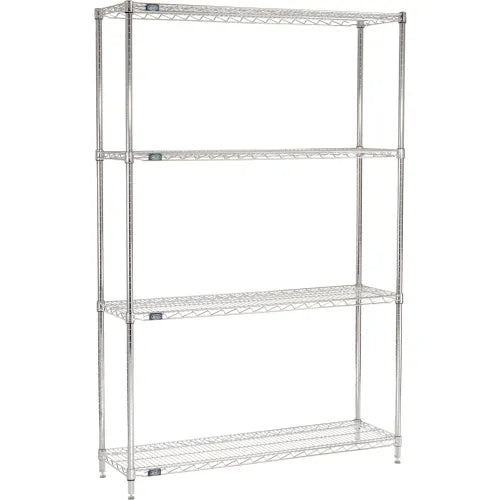 Nexel® 4 Shelf, Chrome Wire Shelving Unit, Starter, 48"W x 14"D x 86"H