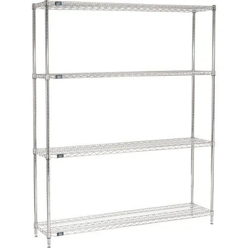 Nexel® 4 Shelf, Chrome Wire Shelving Unit, Starter, 60"W x 12"D x 86"H