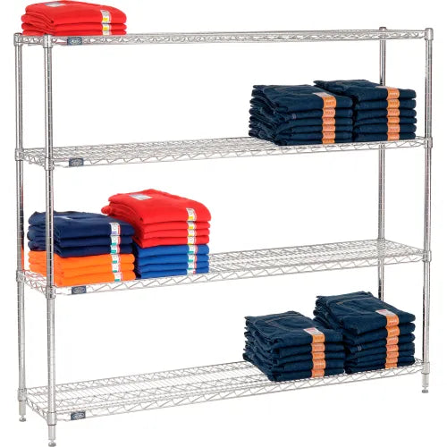 Nexel® 4 Shelf, Chrome Wire Shelving Unit, Starter, 60"W x 14"D x 63"H