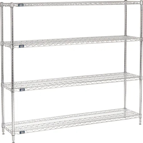 Nexel® 3 Shelf, Chrome Wire Shelving Unit, Starter, 60"W x 14"D x 54"H