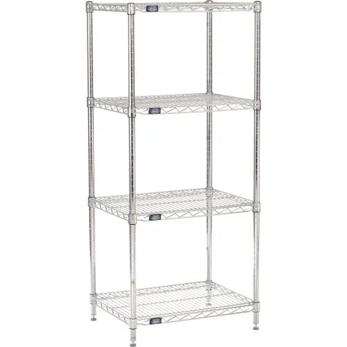 Nexel® 3 Shelf, Chrome Wire Shelving Unit, Starter, 24"W x 18"D x 54"H