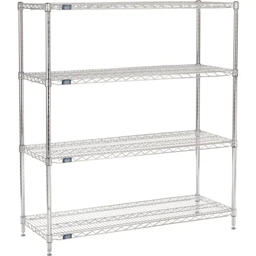 Nexel® 3 Shelf, Chrome Wire Shelving Unit, Starter, 54"W x 18"D x 54"H