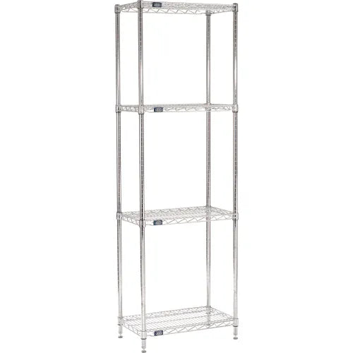 Nexel® 4 Shelf, Chrome Wire Shelving Unit, Starter, 30"W x 14"D x 86"H