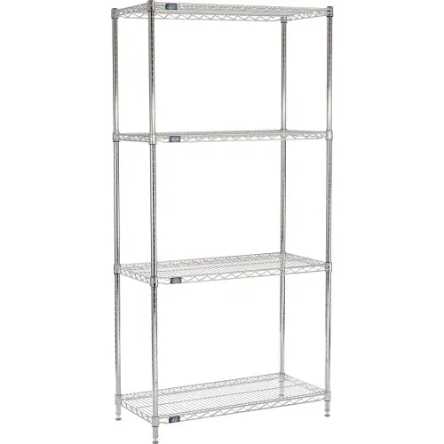 Nexel® 4 Shelf, Chrome Wire Shelving Unit, Starter, 36"W x 18"D x 86"H