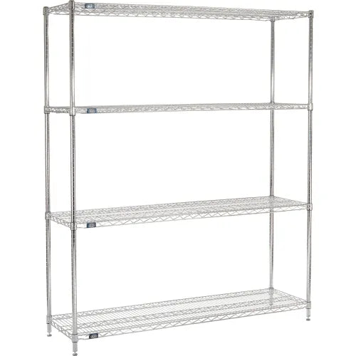 Nexel® 4 Shelf, Chrome Wire Shelving Unit, Starter, 72"W x 18"D x 86"H