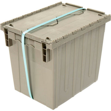 Heavy-Duty Plastic Tote w. Attached Lid - Storage Container