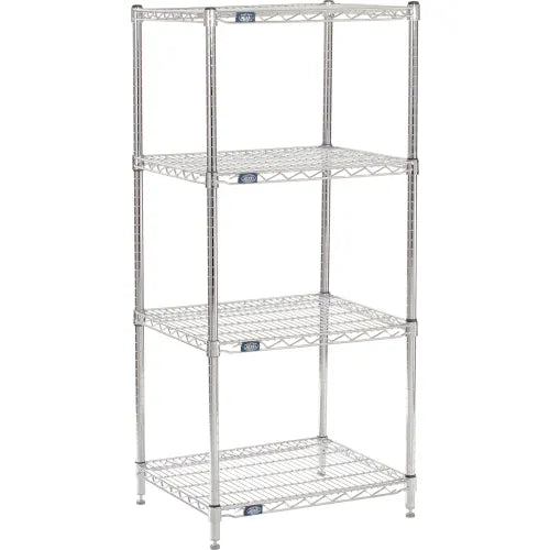 Nexel® 3 Shelf, Chrome Wire Shelving Unit, Starter, 24"W x 21"D x 54"H