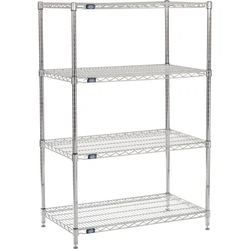 Nexel® 4 Shelf, Chrome Wire Shelving Unit, Starter, 36"W x 21"D x 63"H