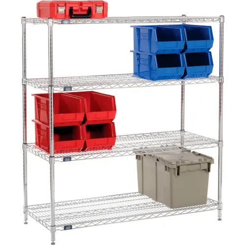 Nexel® 4 Shelf, Chrome Wire Shelving Unit, Starter, 54"W x 21"D x 63"H