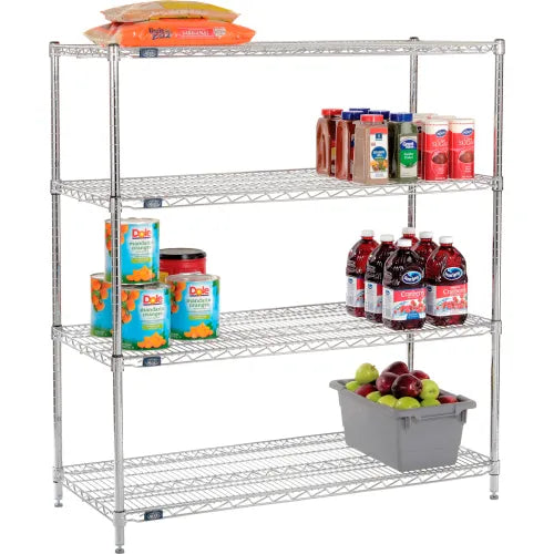 Nexel® 3 Shelf, Chrome Wire Shelving Unit, Starter, 54"W x 21"D x 54"H