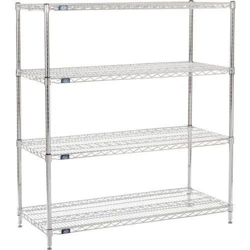 Nexel® 4 Shelf, Chrome Wire Shelving Unit, Starter, 48"W x 21"D x 63"H