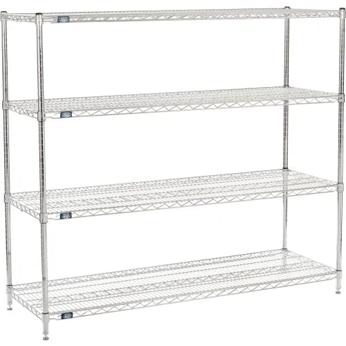 Nexel® 5 Shelf, Chrome Wire Shelving Unit, Starter, 60"W x 21"D x 63"H