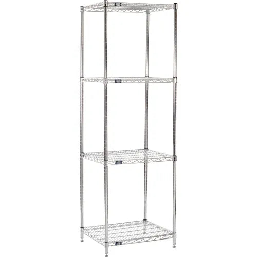 Nexel® 4 Shelf, Chrome Wire Shelving Unit, Starter, 30"W x 21"D x 74"H