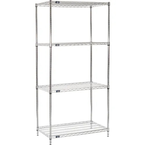 Nexel® 4 Shelf, Chrome Wire Shelving Unit, Starter, 36"W x 21"D x 74"H