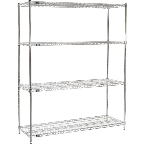 Nexel® 4 Shelf, Chrome Wire Shelving Unit, Starter, 72"W x 21"D x 86"H