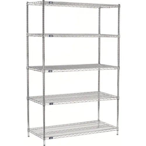 Nexel® 4 Shelf, Chrome Wire Shelving Unit, Starter, 72"W x 12"D x 74"H