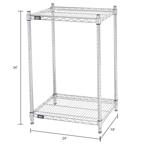 Nexel® 2 Shelf, Chrome Wire Shelving Unit, Starter, 24"W x 18"D x 34"H