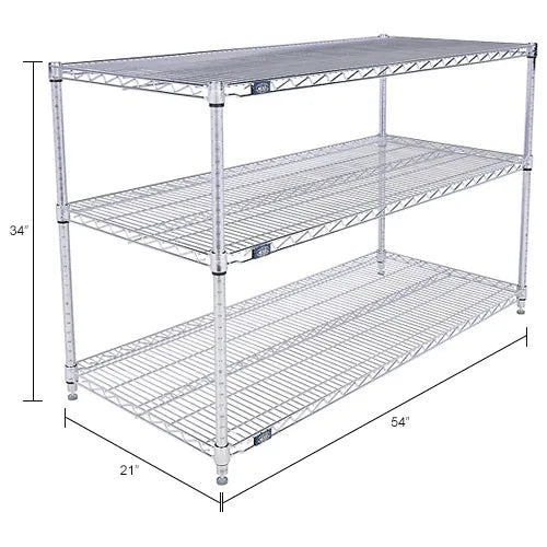 Nexel® 2 Shelf, Chrome Wire Shelving Unit, Starter, 54"W x 21"D x 34"H