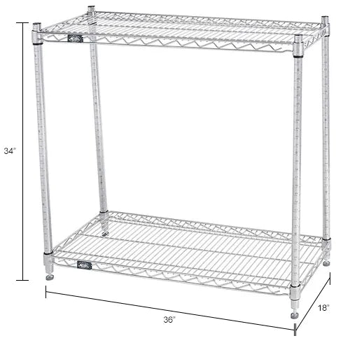 Nexel® 2 Shelf, Chrome Wire Shelving Unit, Starter, 36"W x 18"D x 34"H