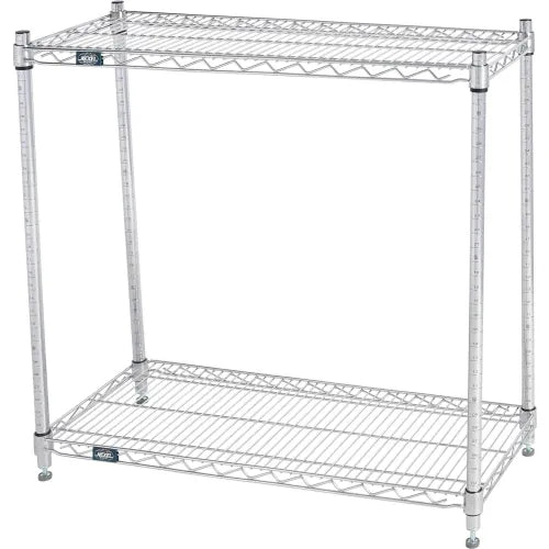 Nexel® 2 Shelf, Chrome Wire Shelving Unit, Starter, 36"W x 18"D x 34"H