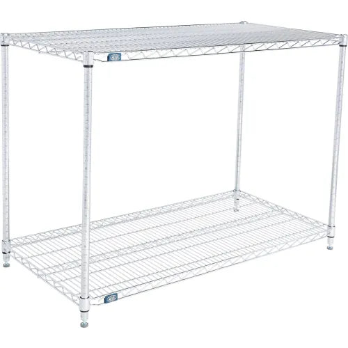 Nexel® 2 Shelf, Chrome Wire Shelving Unit, Starter, 48"W x 24"D x 34"H