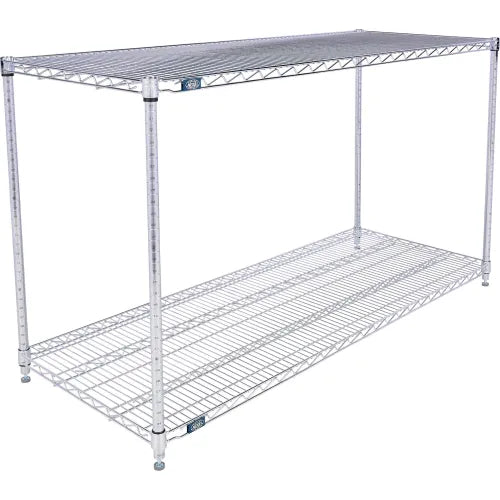 Nexel® 2 Shelf, Chrome Wire Shelving Unit, Starter, 60"W x 21"D x 34"H