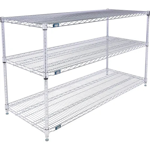 Nexel® 2 Shelf, Chrome Wire Shelving Unit, Starter, 60"W x 21"D x 34"H