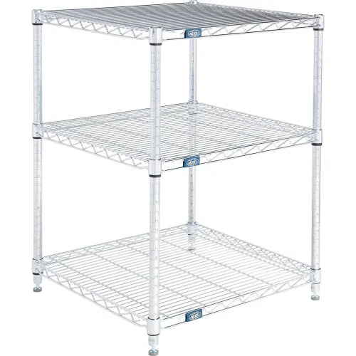 Nexel® 3 Shelf, Chrome Wire Shelving Unit, Starter, 24"W x 21"D x 34"H