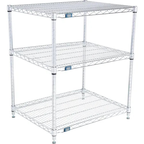 Nexel® 3 Shelf, Chrome Wire Shelving Unit, Starter, 30"W x 21"D x 34"H