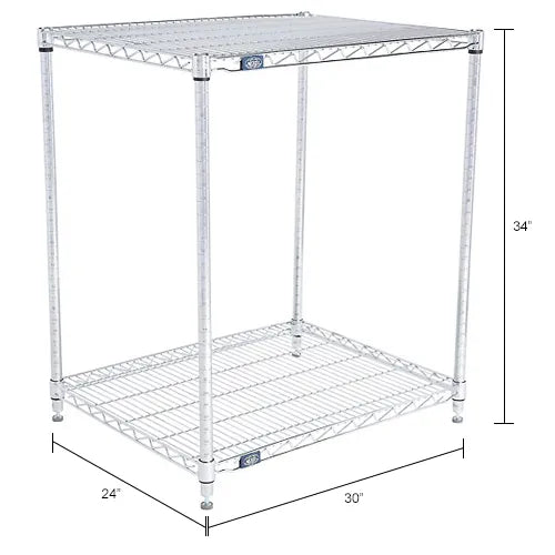 Nexel® 2 Shelf, Chrome Wire Shelving Unit, Starter, 30"W x 24"D x 34"H