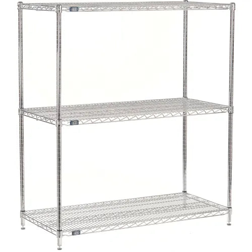 Nexel® 3 Shelf, Chrome Wire Shelving Unit, Starter, 24"W x 14"D x 54"H