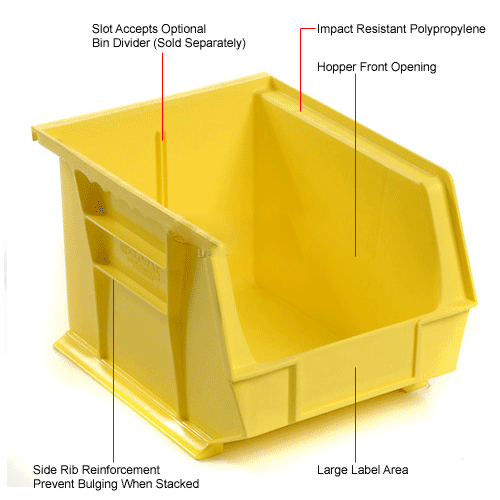 yellow plastic stack & hang bins