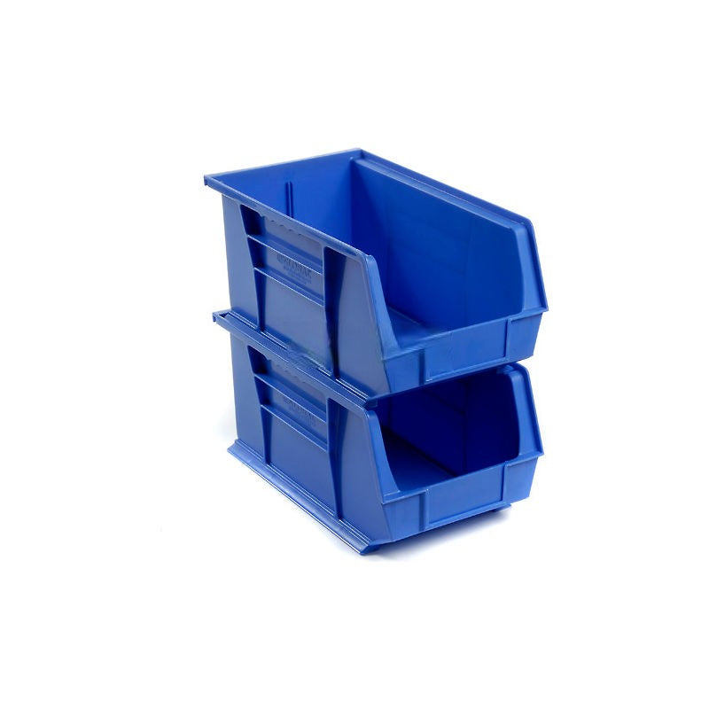 blue plastic stack & hang bins