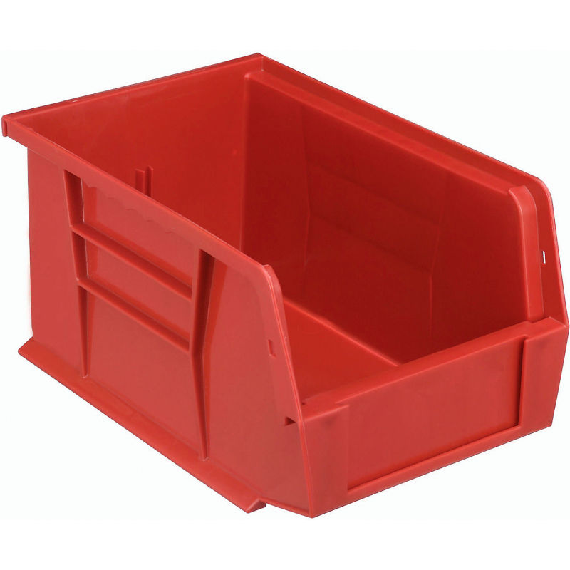 red plastic hang bins