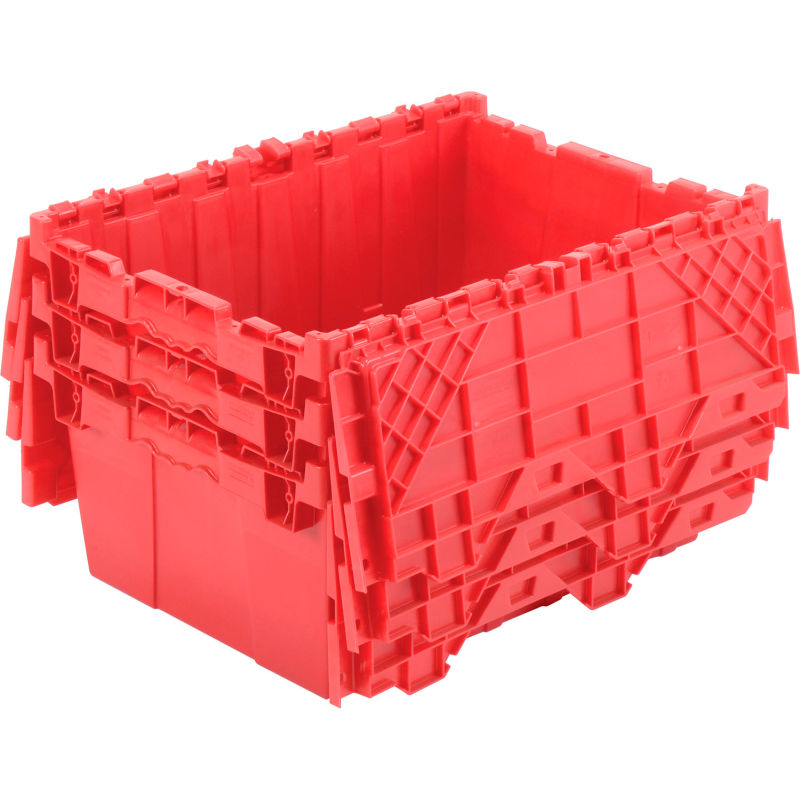 Plastic Attached Lid Shipping and Storage Container 