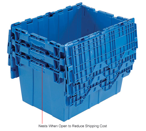 Plastic Attached Lid Shipping & Storage Container 