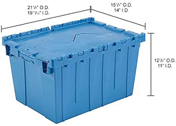 Attached Lid Tote (Set of 6) - 22x15x10 Industrial Strength Round Trip Tote. Made in USA.