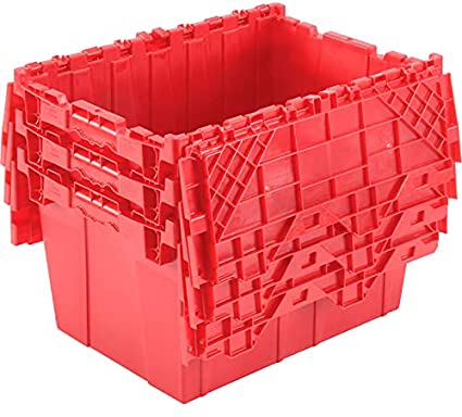 plastic hinged boxes red
